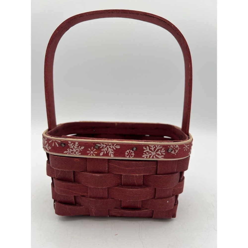 🌟 Longaberger 2010 Falling Snow Gift Basket- Red 🎄